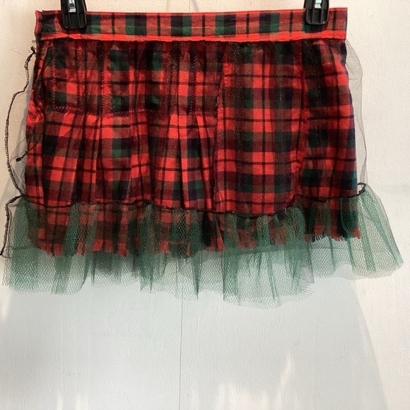 Upcycled vintage Orvis red plaid pleated mini skirt/net crinoline pockets Sz Med - Picture 11 of 14